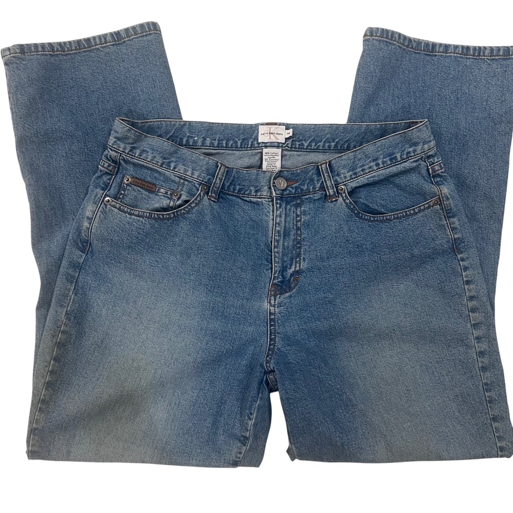 Calvin Klein Jeans Womens Medium Wash Bootcut Denim Pants Size 14